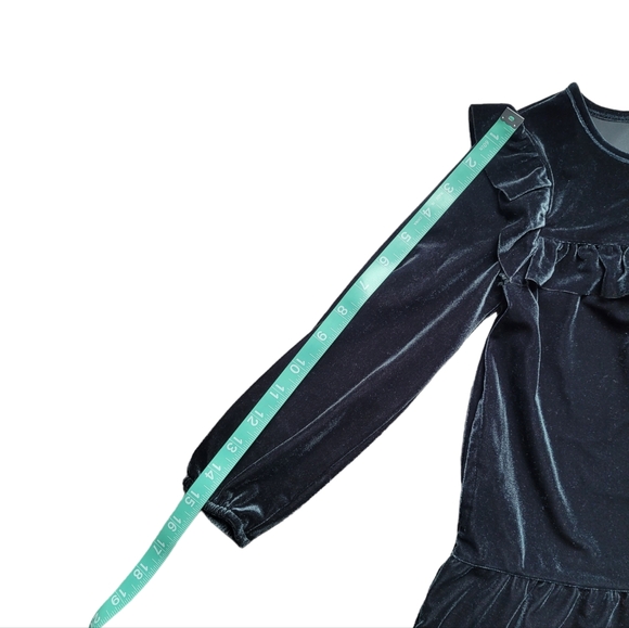 New 4T Toddler Girls A Line Velour Long Sleeve Mini Dress Cat & Jack Ruffled Hem - Picture 5 of 5